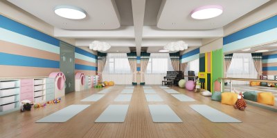 现代幼儿园舞蹈室3D模型下载